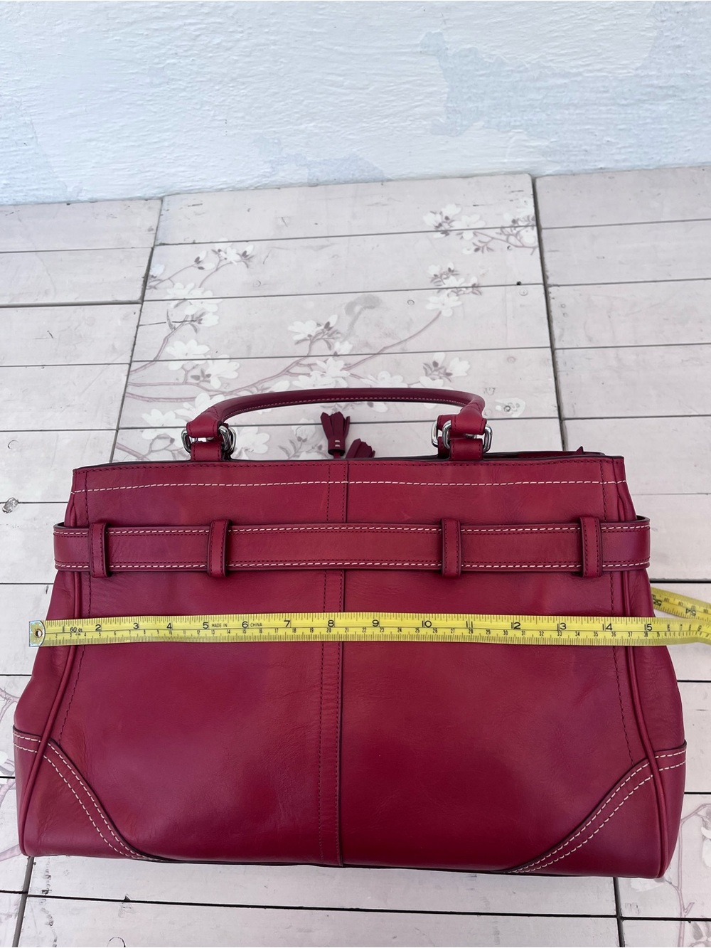 Coach Red Leather Shoulder Bag with Silver Hardware - Picture 9 of 11